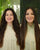 Antes e depois: a mesma modelo com o cabelo ondulado e com o cabelo liso