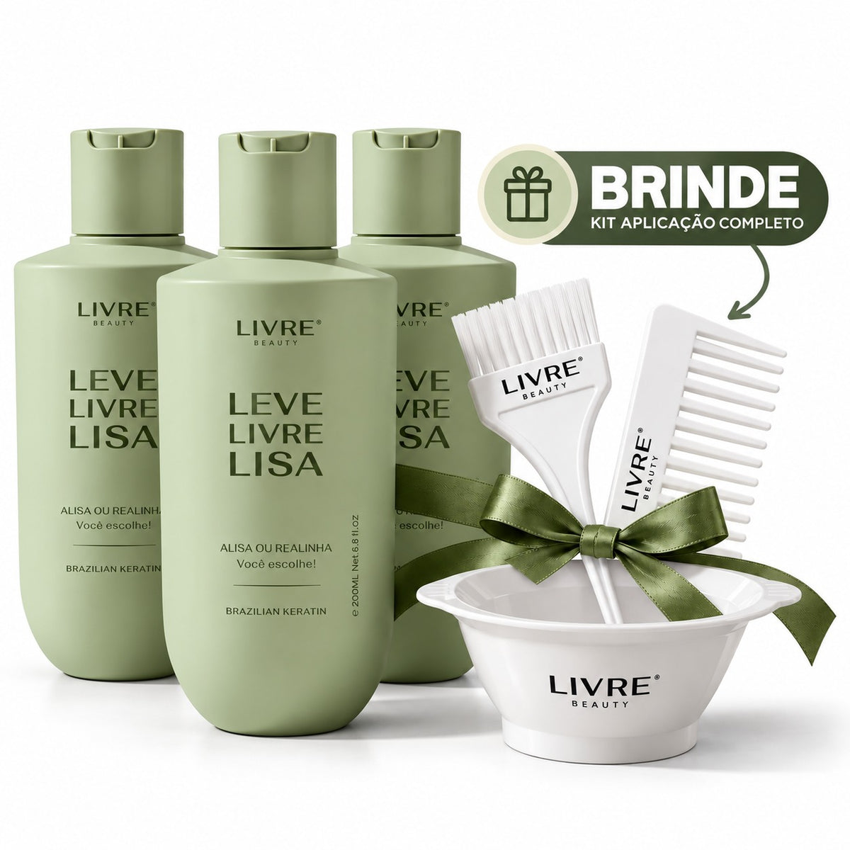Kit com 3 Progressiva Leve Livre e Lisa Livre Beauty 200ml